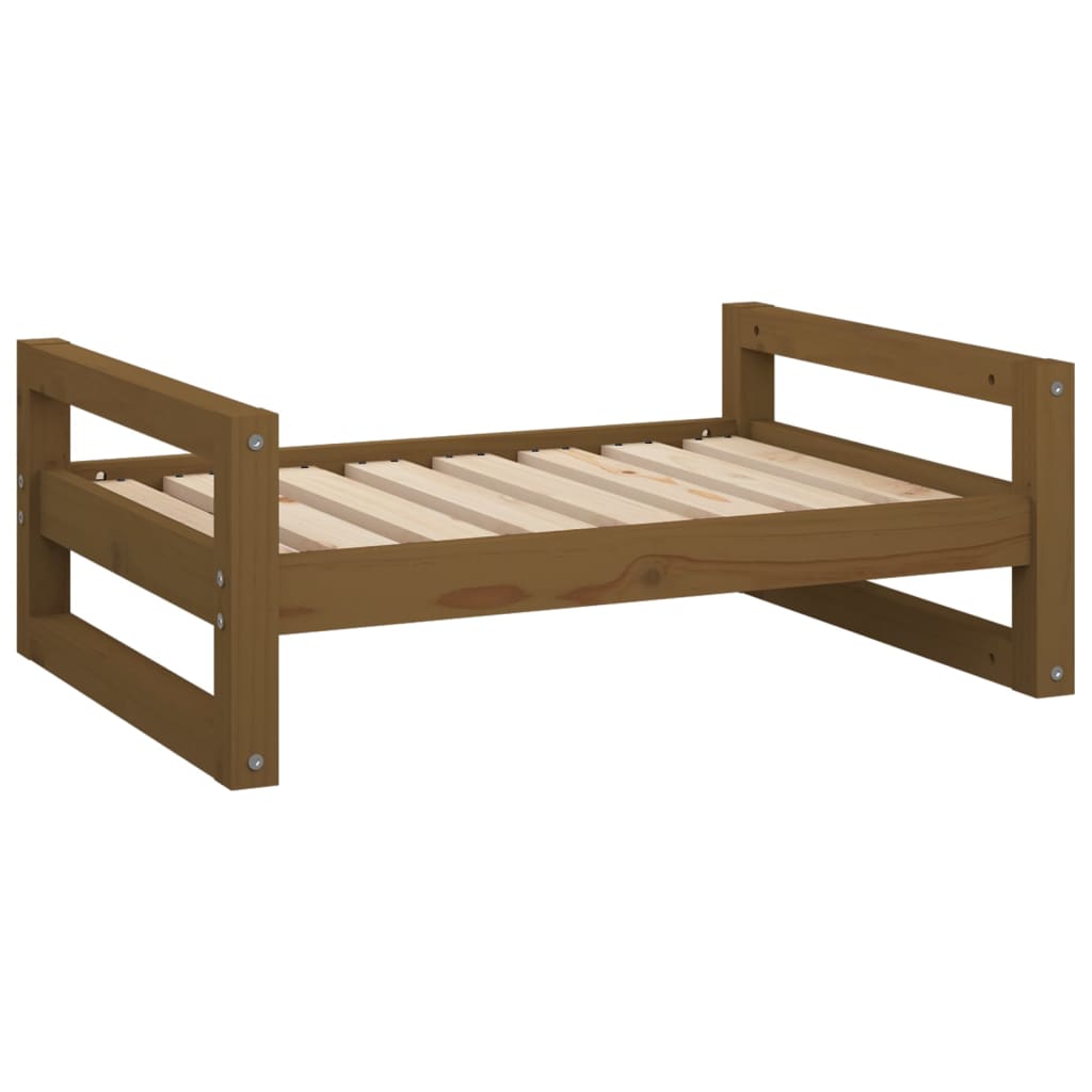 Dog bed, brown, 75.5x55.5x28 cm, solid pine wood