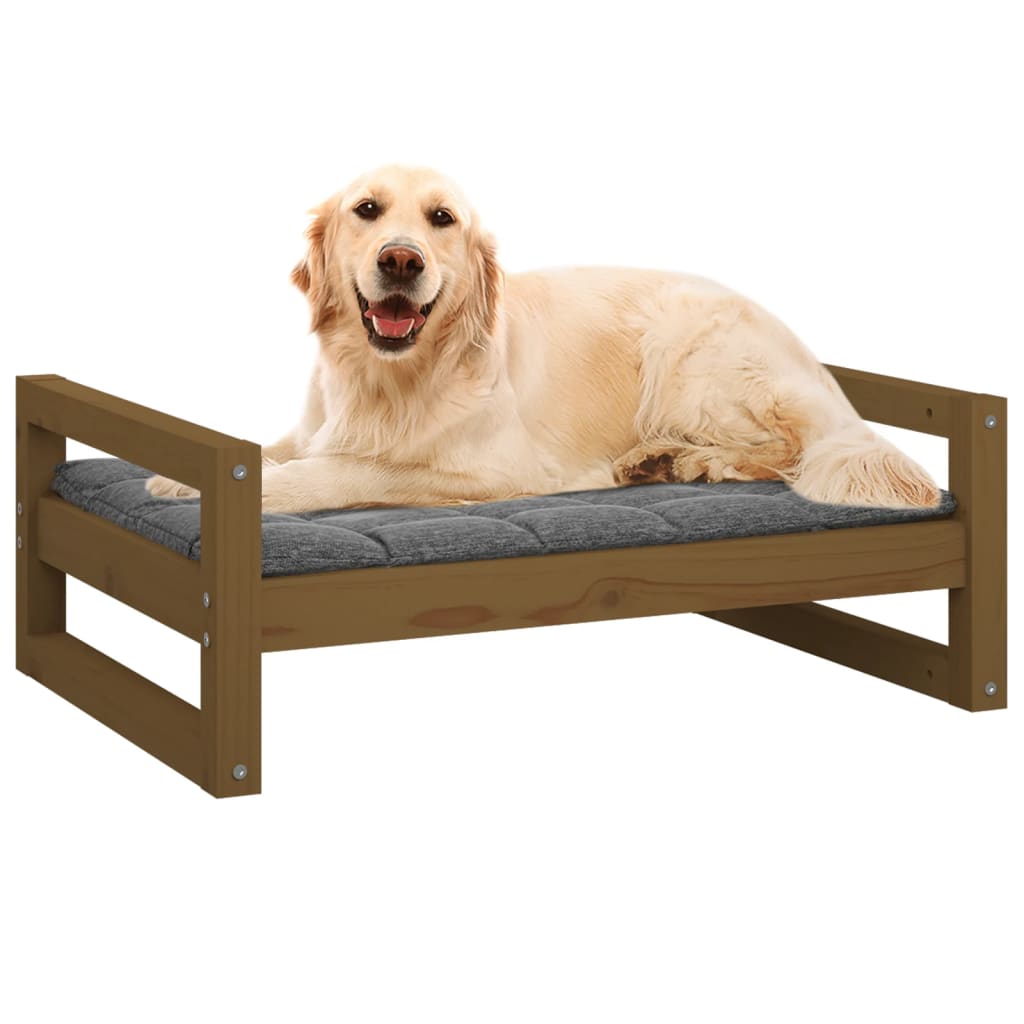 Dog bed, brown, 75.5x55.5x28 cm, solid pine wood