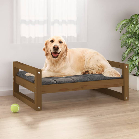 Dog bed, brown, 75.5x55.5x28 cm, solid pine wood