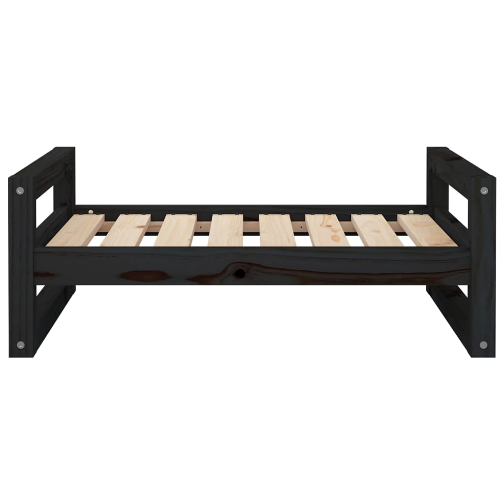 Dog bed, black, 75.5x55.5x28 cm, solid pine wood