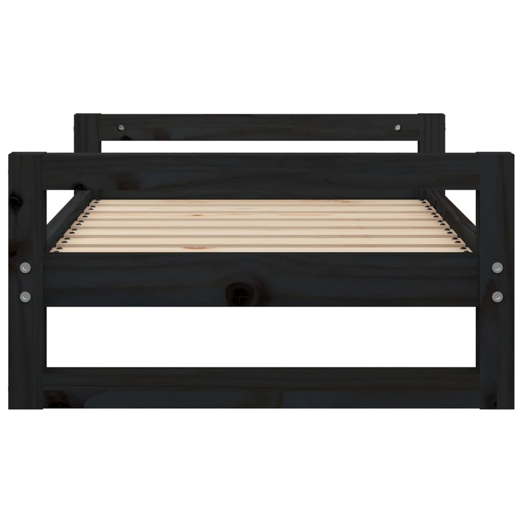 Dog bed, black, 75.5x55.5x28 cm, solid pine wood
