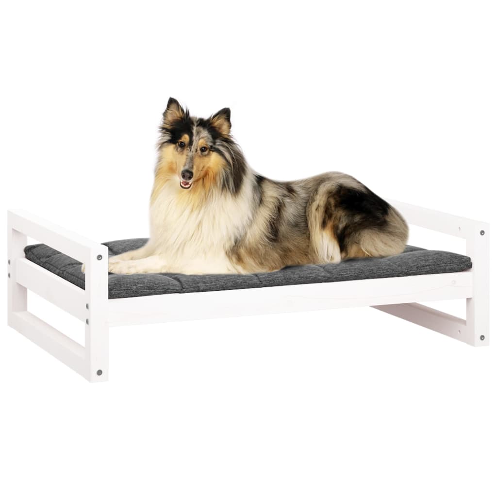 Dog bed, white, 95.5x65.5x28 cm, solid pine wood