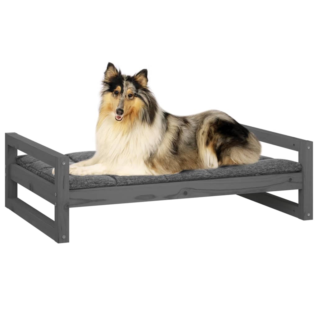 Dog bed, gray, 95.5x65.5x28 cm, solid pine wood