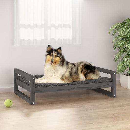 Dog bed, gray, 95.5x65.5x28 cm, solid pine wood