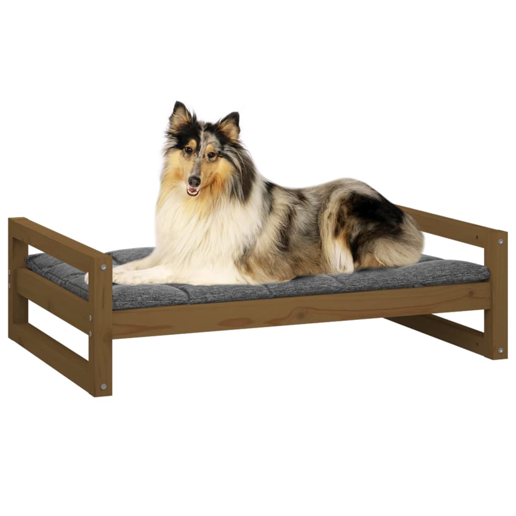 Dog bed, honey brown, 95.5x65.5x28 cm solid pine wood