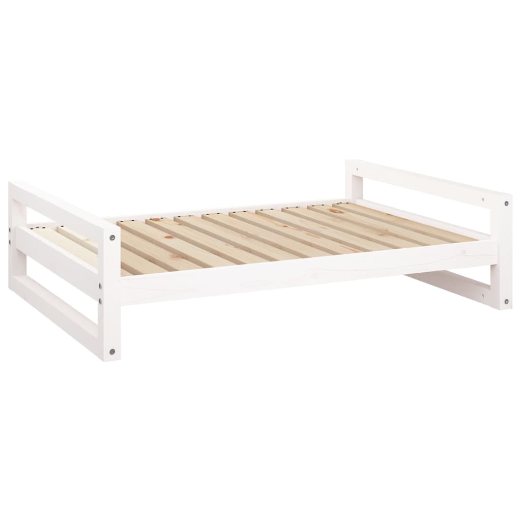Dog bed, white, 105.5x75.5x28 cm, solid pine wood