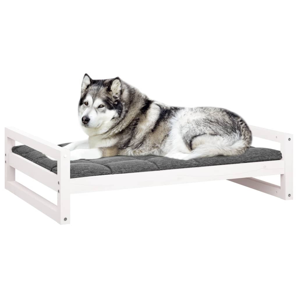 Dog bed, white, 105.5x75.5x28 cm, solid pine wood