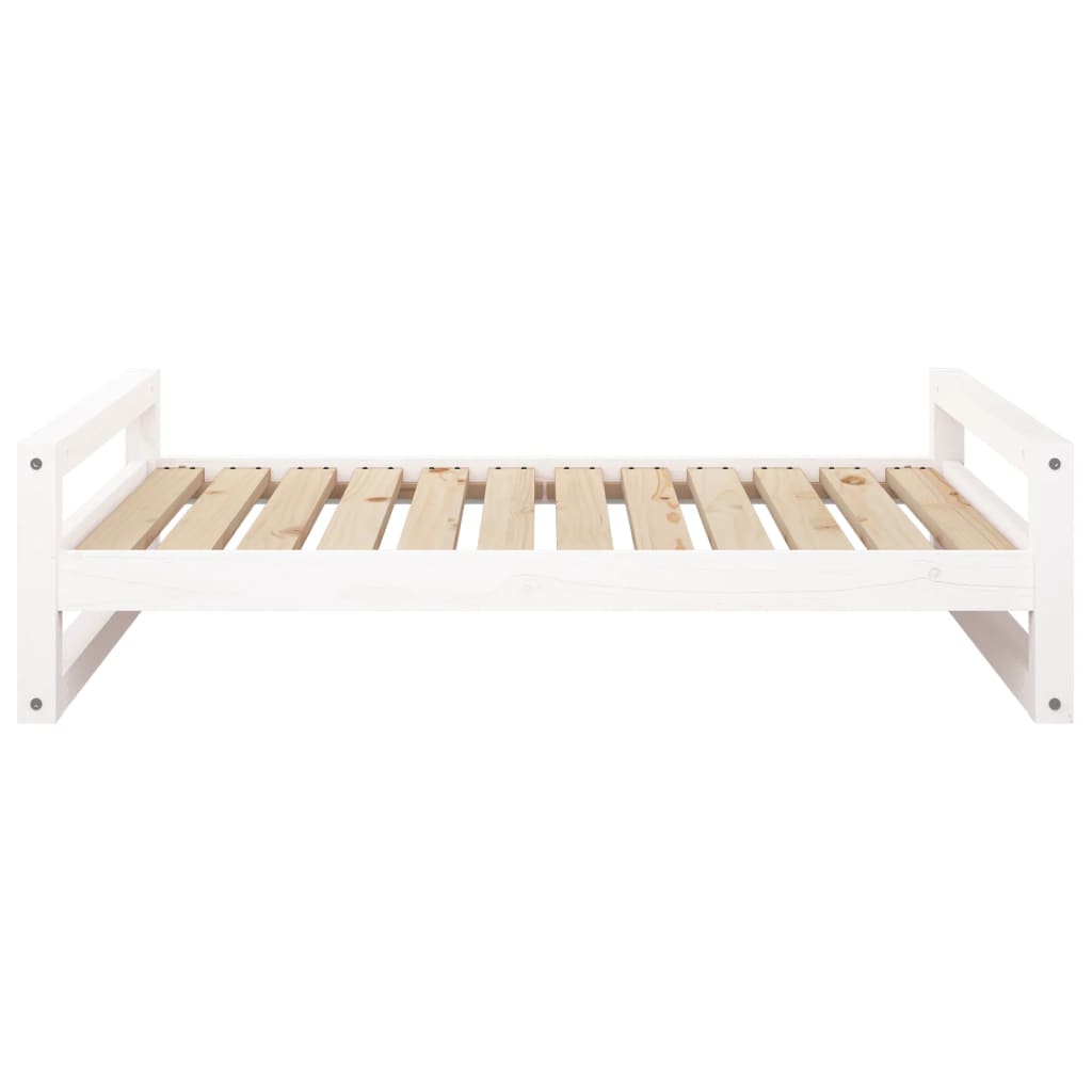 Dog bed, white, 105.5x75.5x28 cm, solid pine wood
