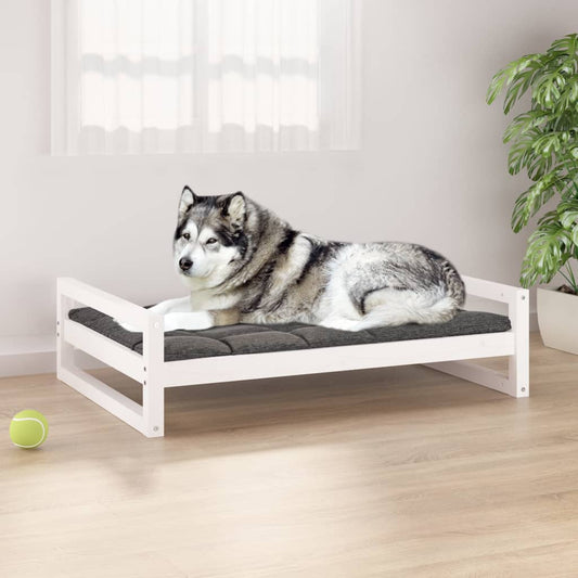 Dog bed, white, 105.5x75.5x28 cm, solid pine wood