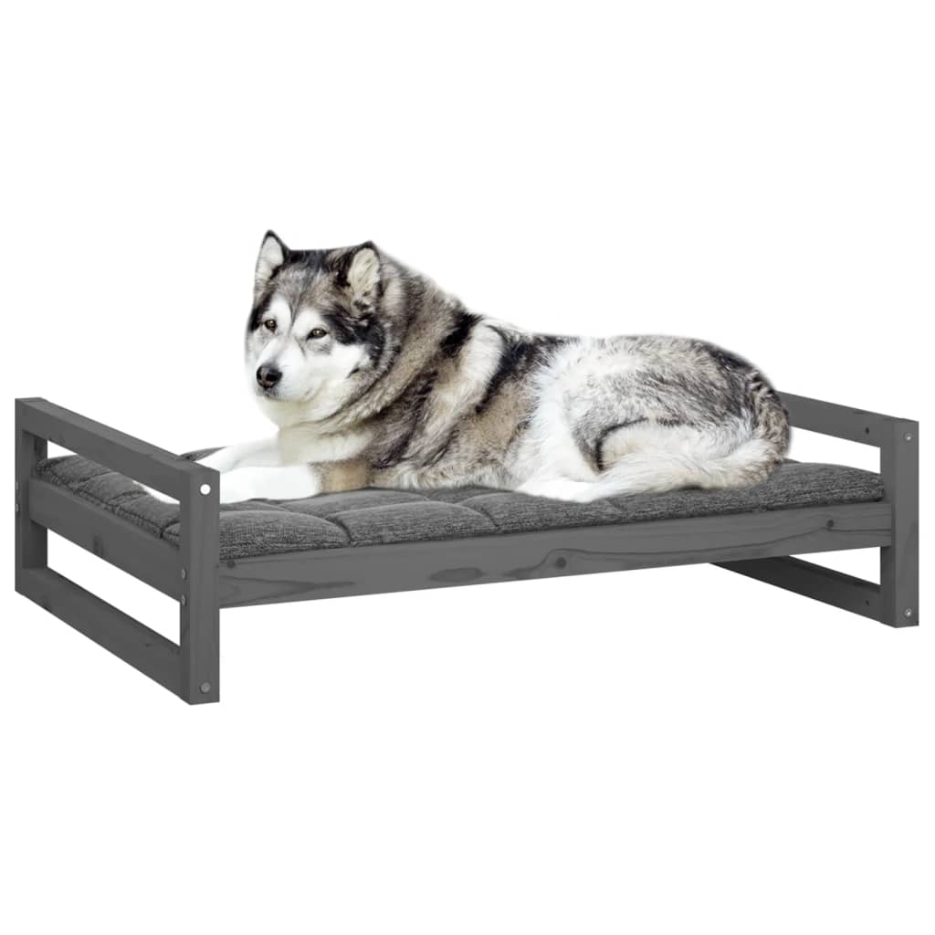 Dog bed, gray, 105.5x75.5x28 cm, solid pine wood