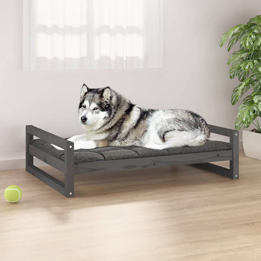 Dog bed, gray, 105.5x75.5x28 cm, solid pine wood