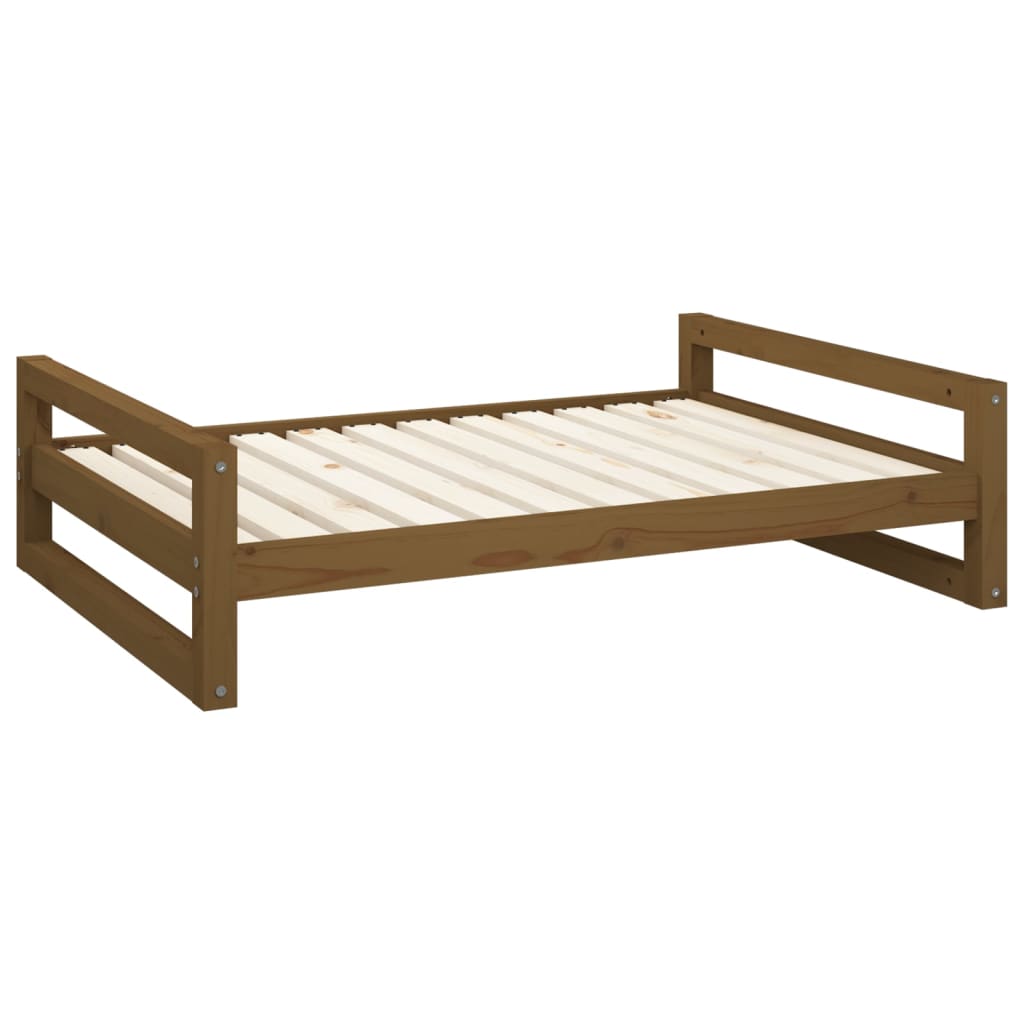 Dog bed, honey brown, 105.5x75.5x28 cm, solid pine wood