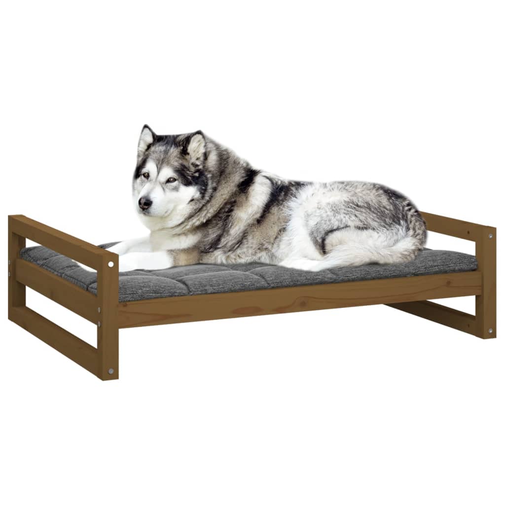 Dog bed, honey brown, 105.5x75.5x28 cm, solid pine wood