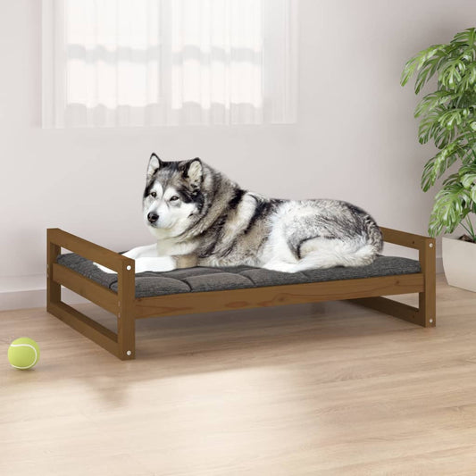 Dog bed, honey brown, 105.5x75.5x28 cm, solid pine wood