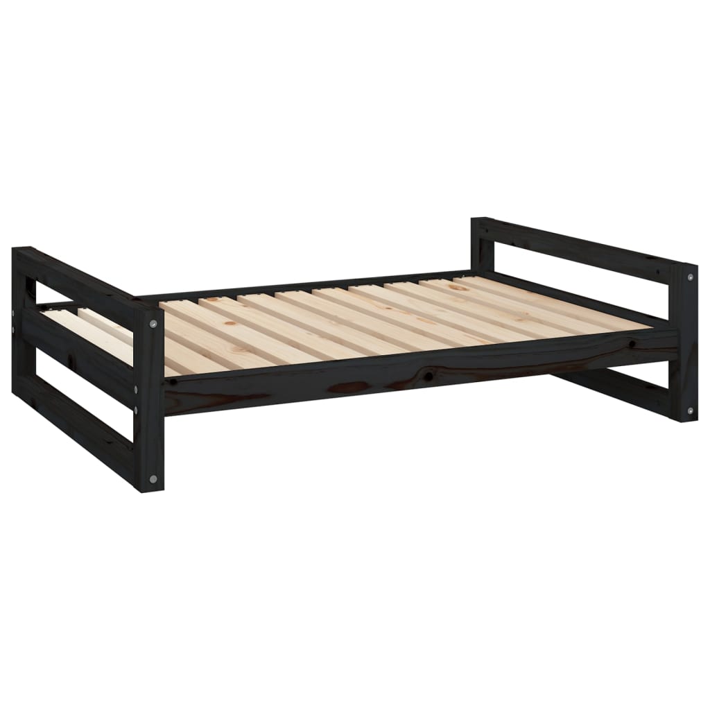 Dog bed, black, 105.5x75.5x28 cm, solid pine wood