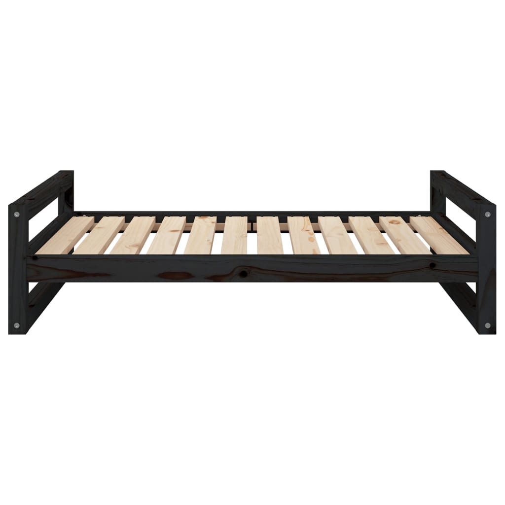 Dog bed, black, 105.5x75.5x28 cm, solid pine wood