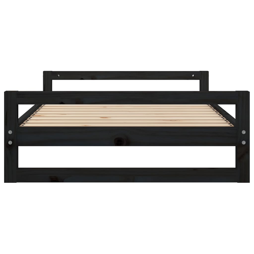 Dog bed, black, 105.5x75.5x28 cm, solid pine wood