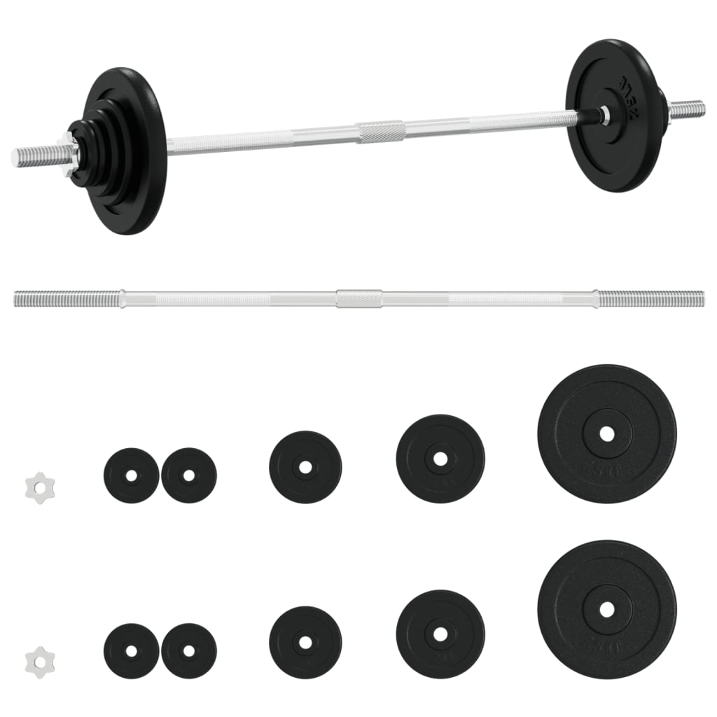 Dumbbell set with discs, 30 kg, cast iron