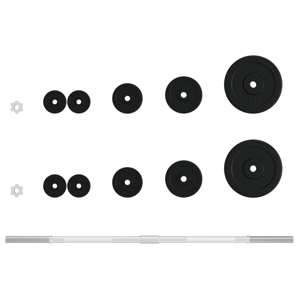 Dumbbell set with discs, 30 kg, cast iron