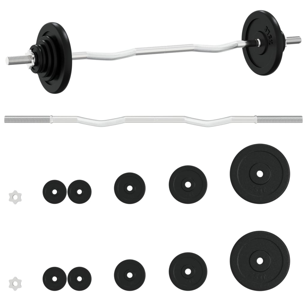 Dumbbell set with discs, 30 kg, cast iron and chrome steel