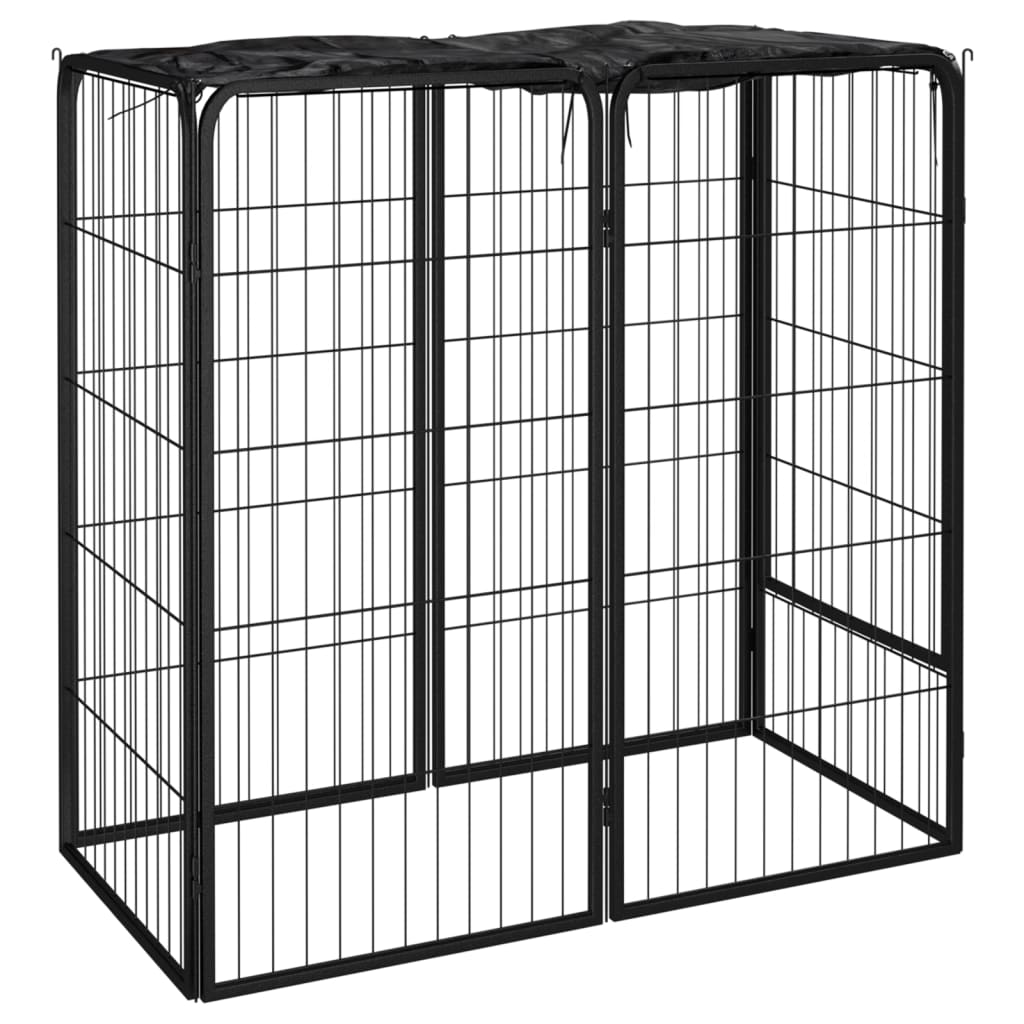 Dog pen with 6 panels, black, 50x100 cm, steel