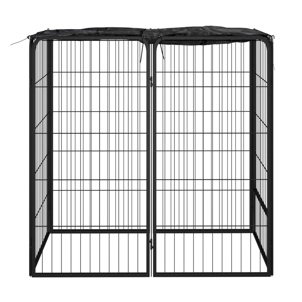 Dog pen with 6 panels, black, 50x100 cm, steel