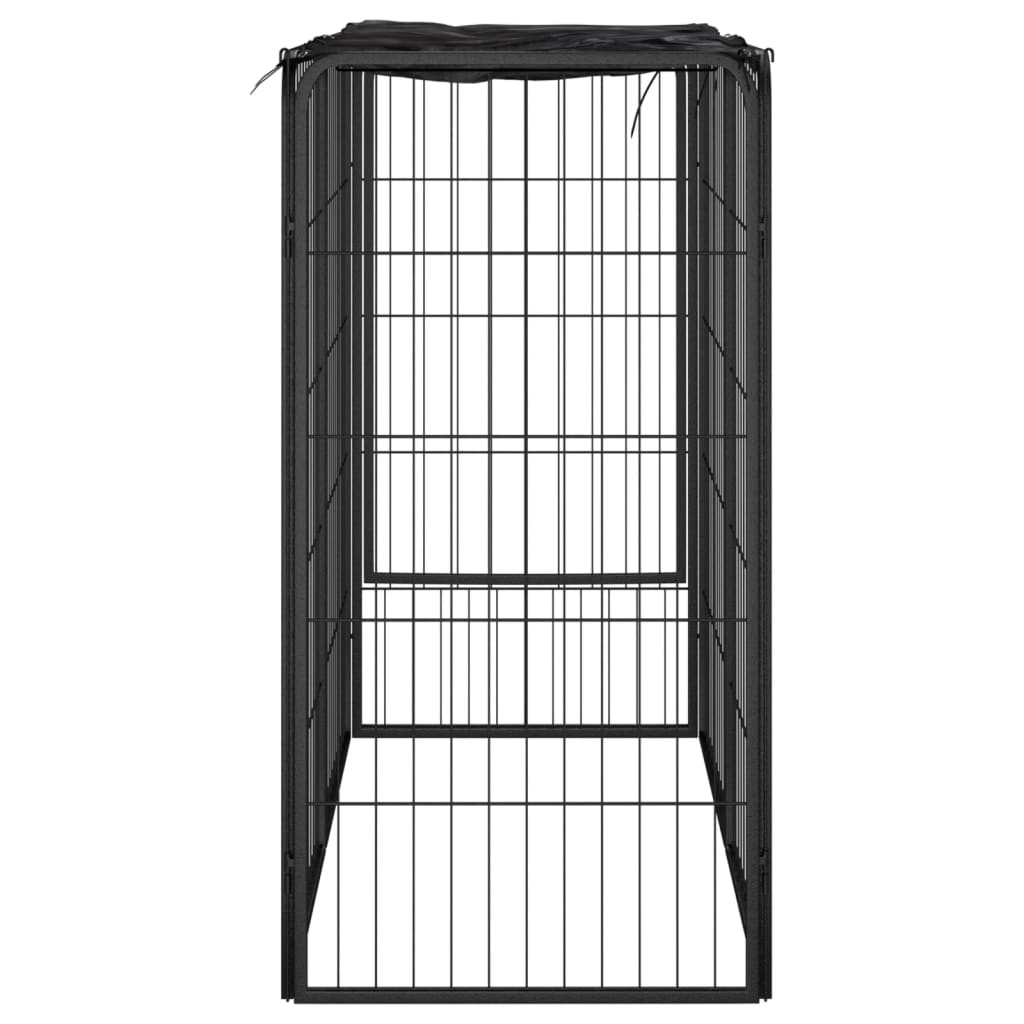 Dog pen with 6 panels, black, 50x100 cm, steel