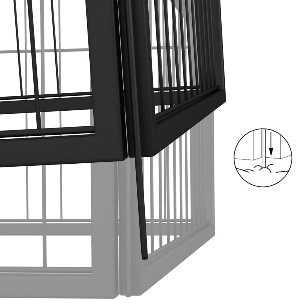 Dog pen with 6 panels, black, 50x100 cm, steel