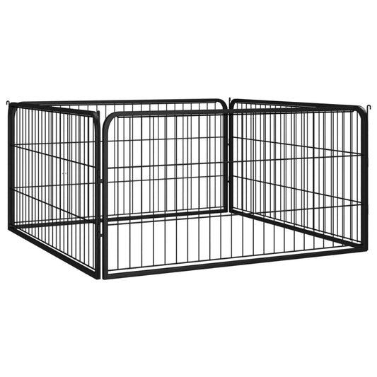 Dog pen with 4 panels, black, 100x50 cm, steel