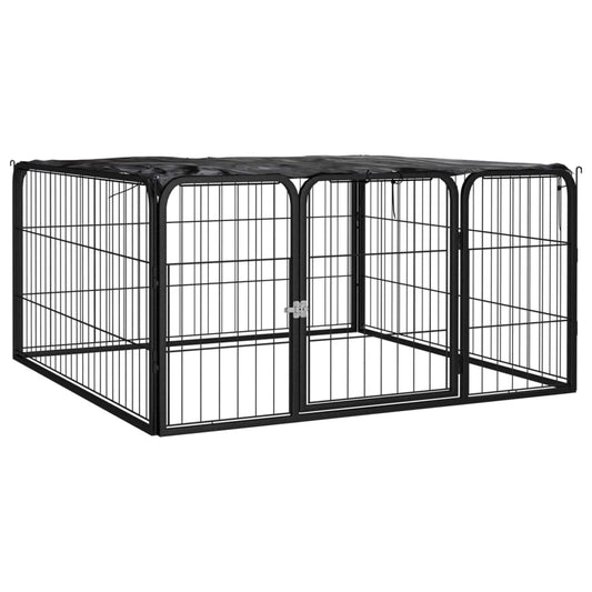 Dog pen with 4 panels, black, 100x50 cm, steel