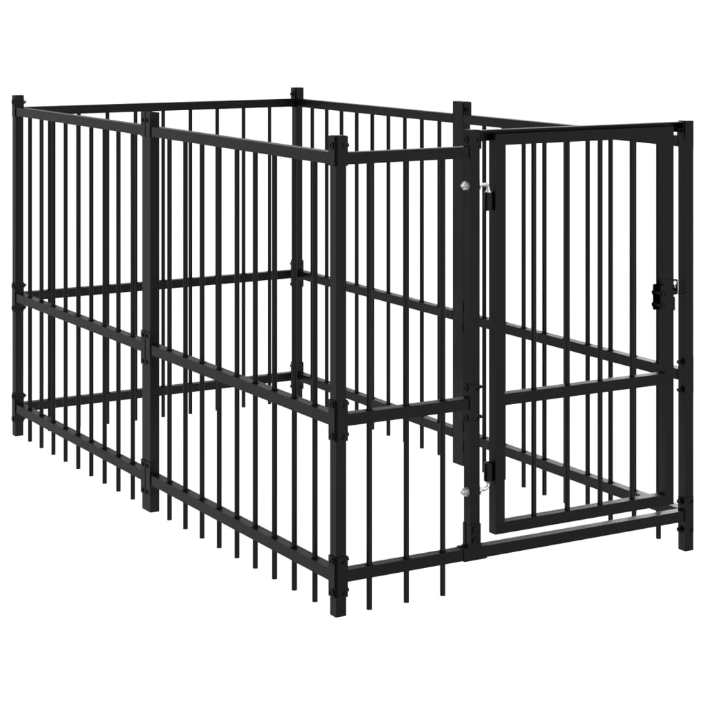 Dog paddock, black, 193.5x97x100 cm, steel