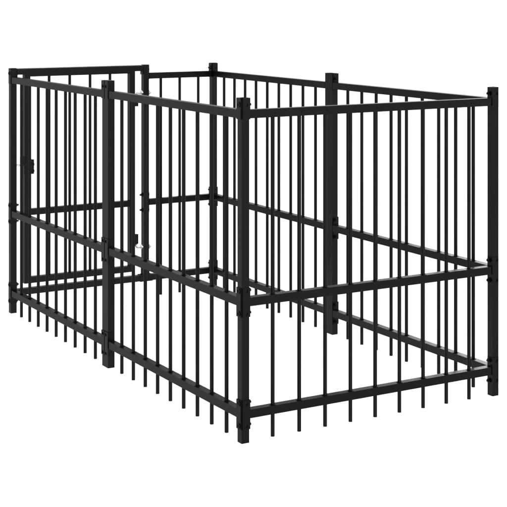 Dog paddock, black, 193.5x97x100 cm, steel