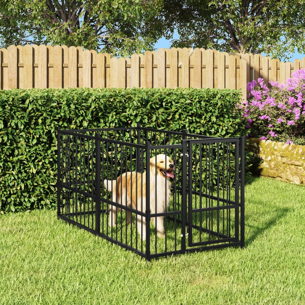 Dog paddock, black, 193.5x97x100 cm, steel