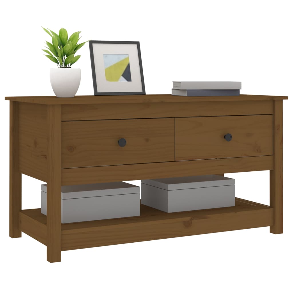 Coffee table, honey brown, 102x49x55 cm, solid pine wood