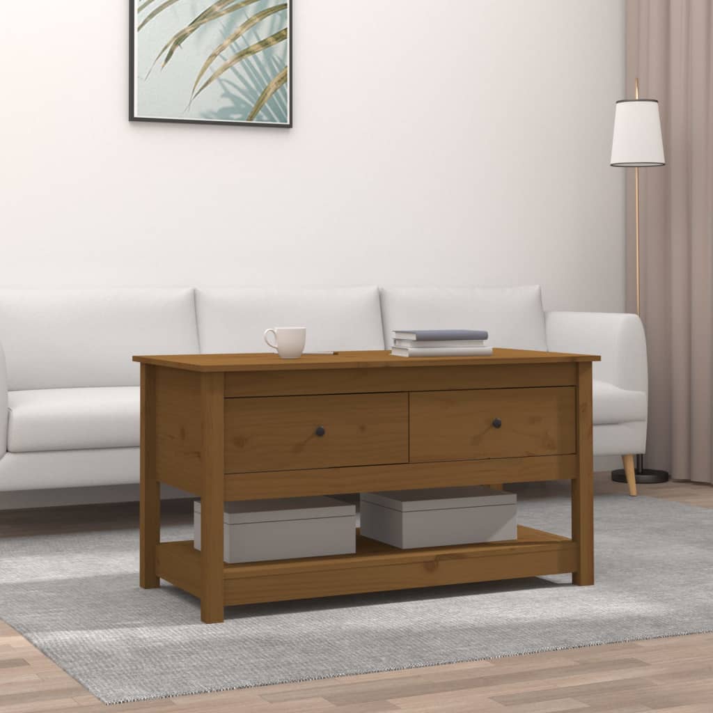 Coffee table, honey brown, 102x49x55 cm, solid pine wood