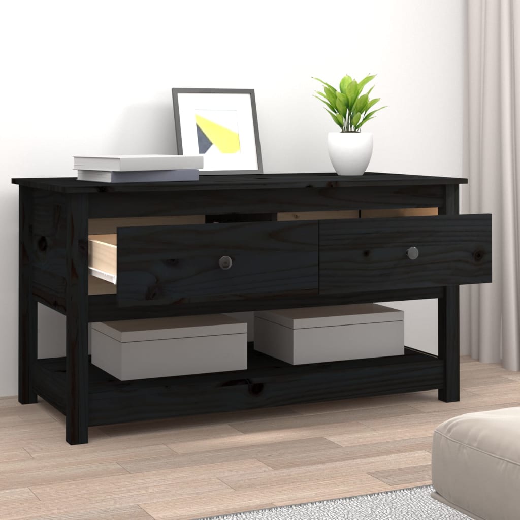 Coffee table, black, 102x49x55 cm, solid pine wood