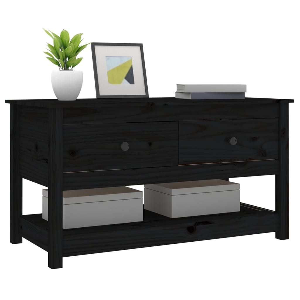Coffee table, black, 102x49x55 cm, solid pine wood