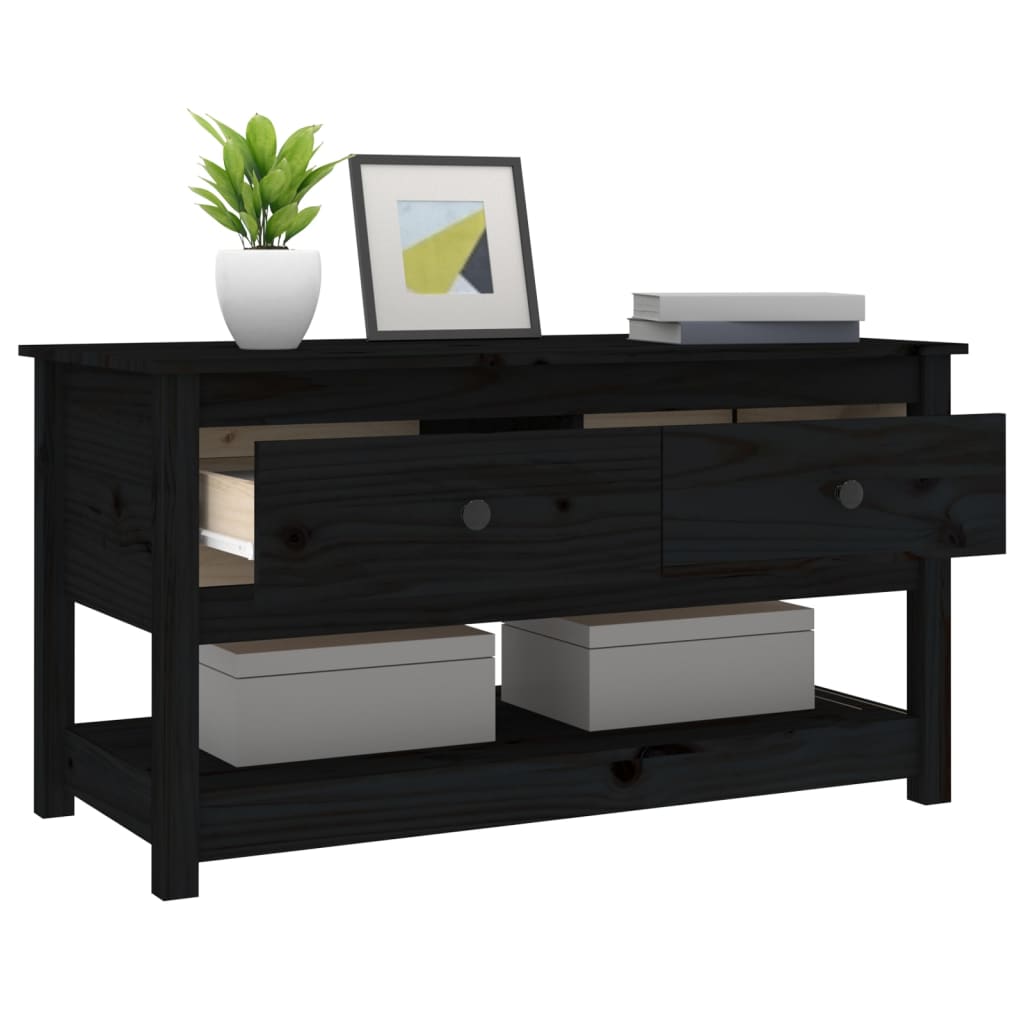 Coffee table, black, 102x49x55 cm, solid pine wood