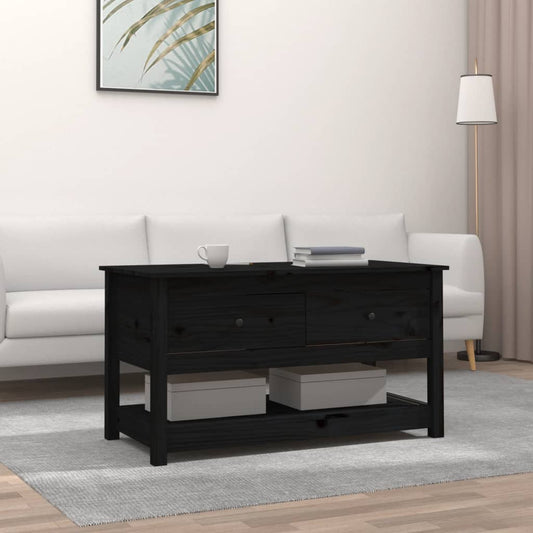 Coffee table, black, 102x49x55 cm, solid pine wood