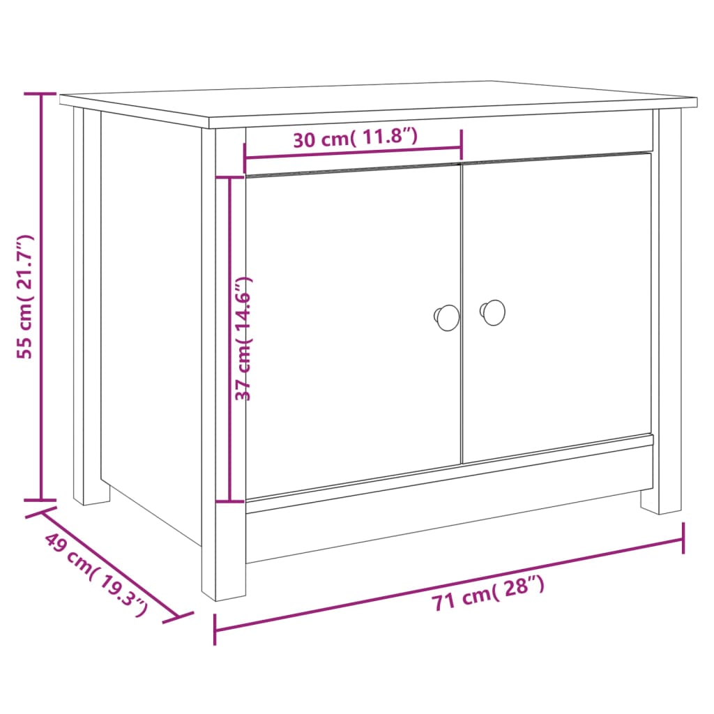Coffee table, honey brown, 71x49x55 cm, solid pine wood