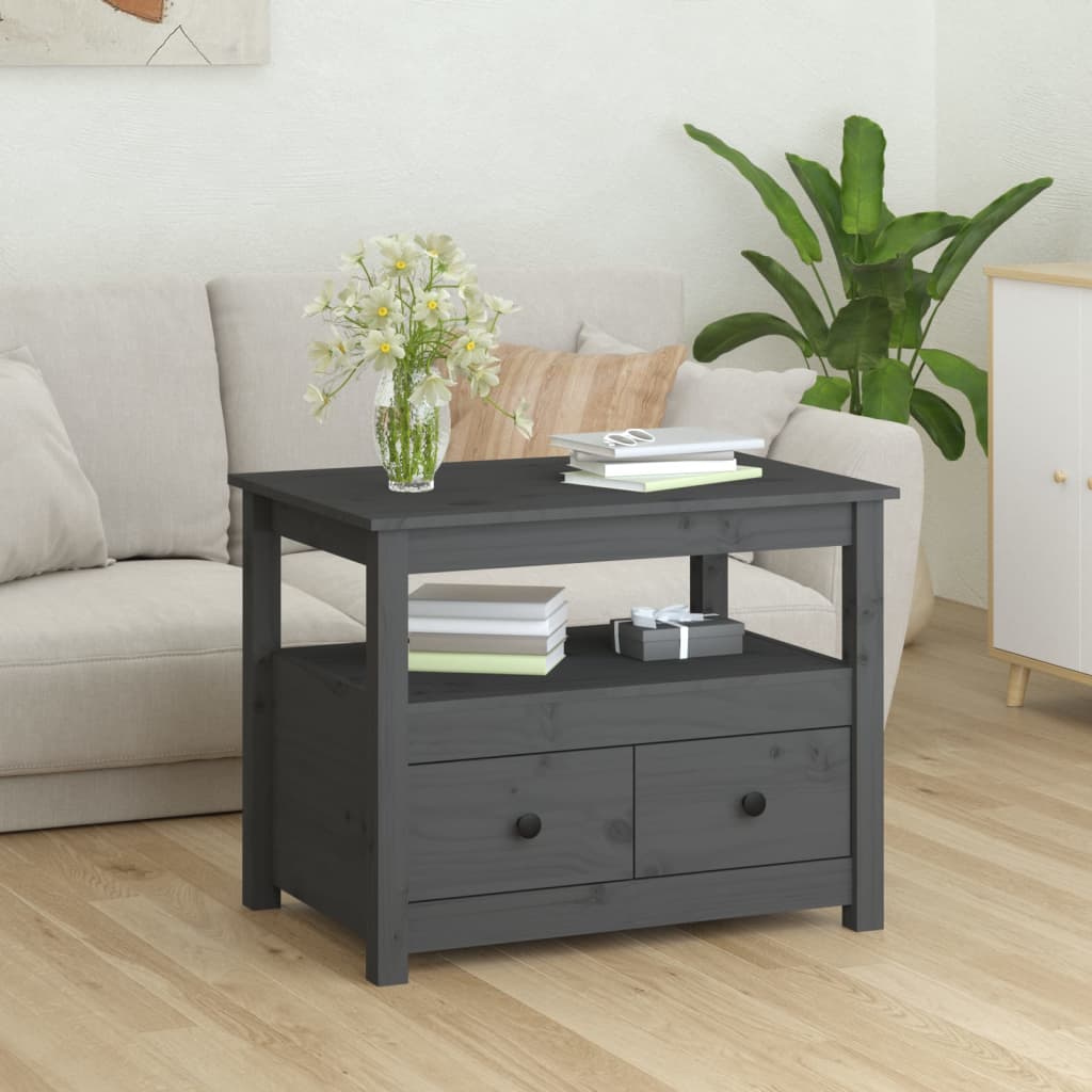 Coffee table, gray, 71x49x55 cm, solid pine wood
