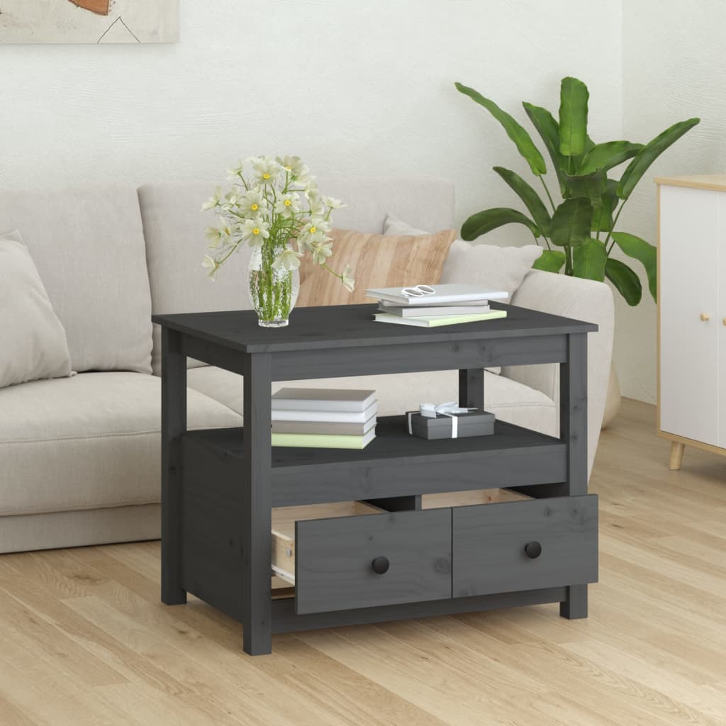 Coffee table, gray, 71x49x55 cm, solid pine wood