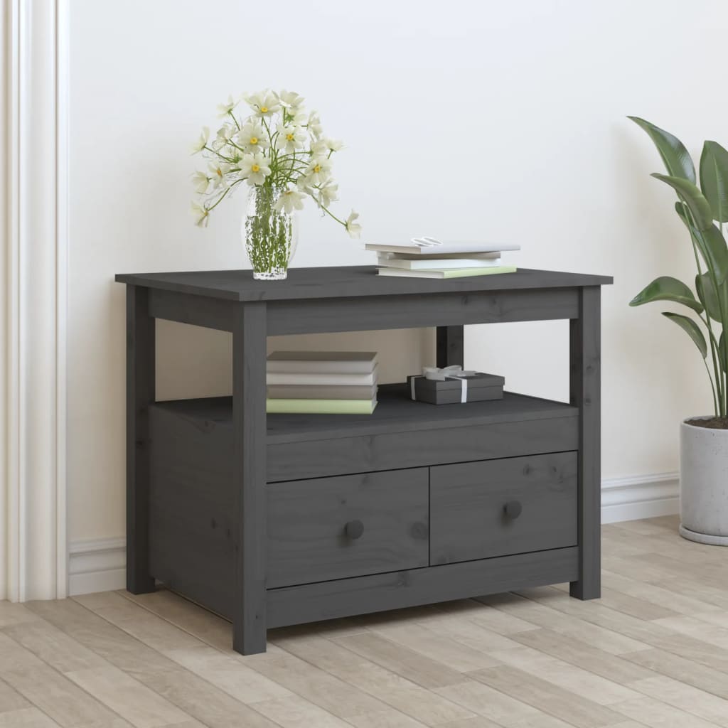Coffee table, gray, 71x49x55 cm, solid pine wood