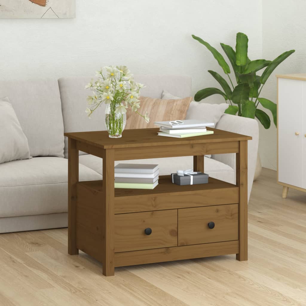 Coffee table, honey brown, 71x49x55 cm, solid pine wood