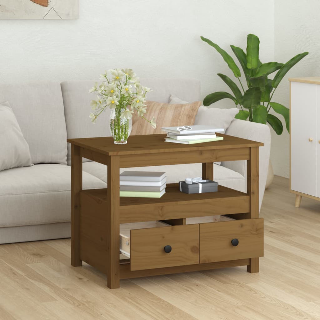 Coffee table, honey brown, 71x49x55 cm, solid pine wood