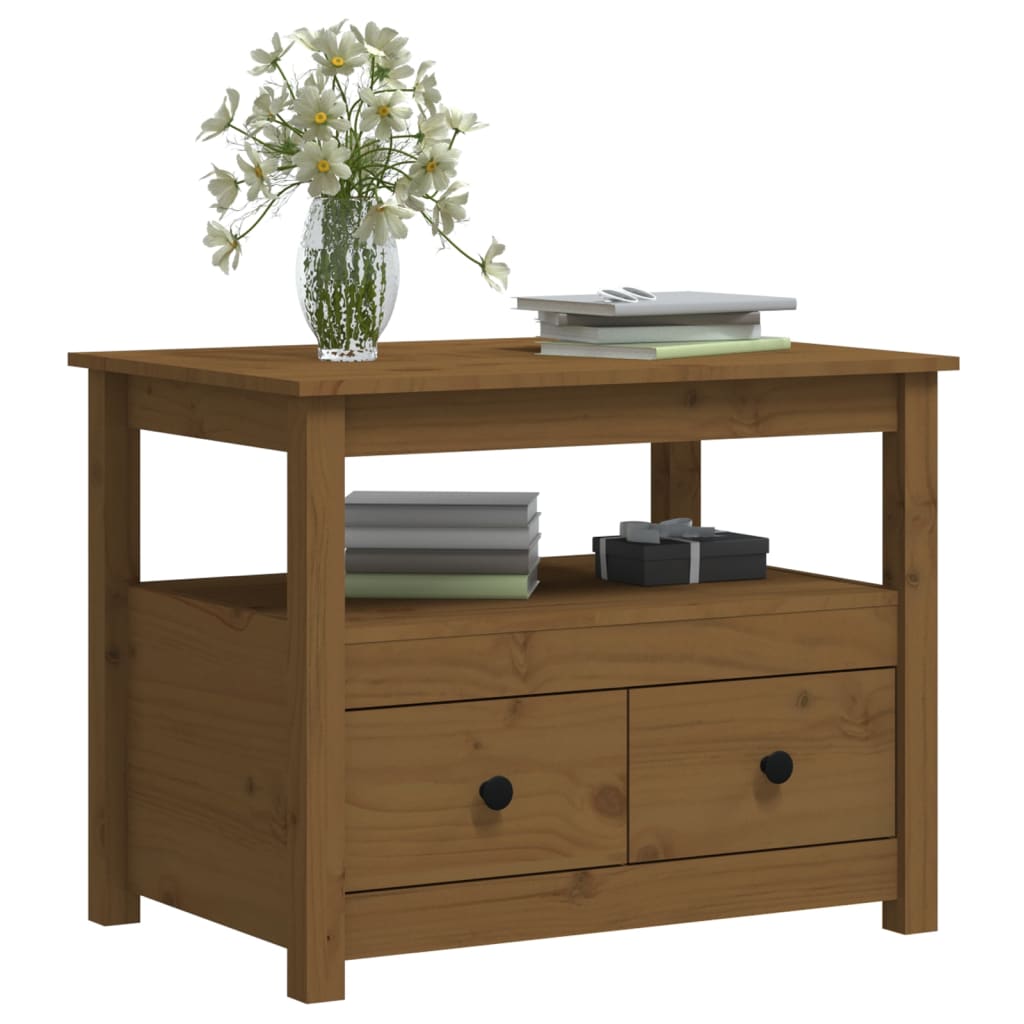 Coffee table, honey brown, 71x49x55 cm, solid pine wood