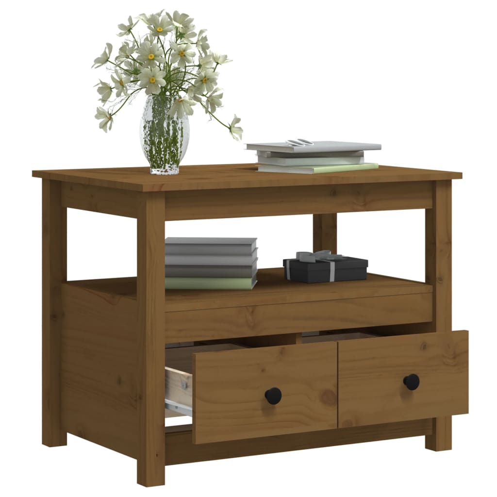 Coffee table, honey brown, 71x49x55 cm, solid pine wood