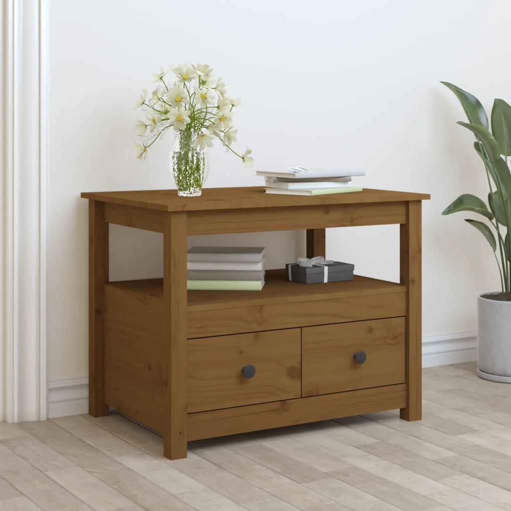 Coffee table, honey brown, 71x49x55 cm, solid pine wood