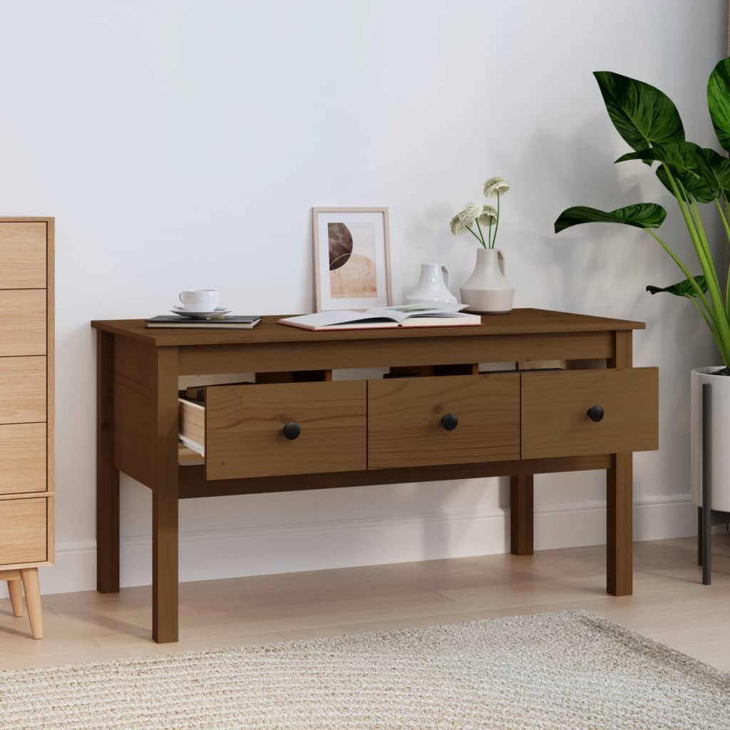 Coffee table, honey brown, 102x49x55 cm, solid pine wood