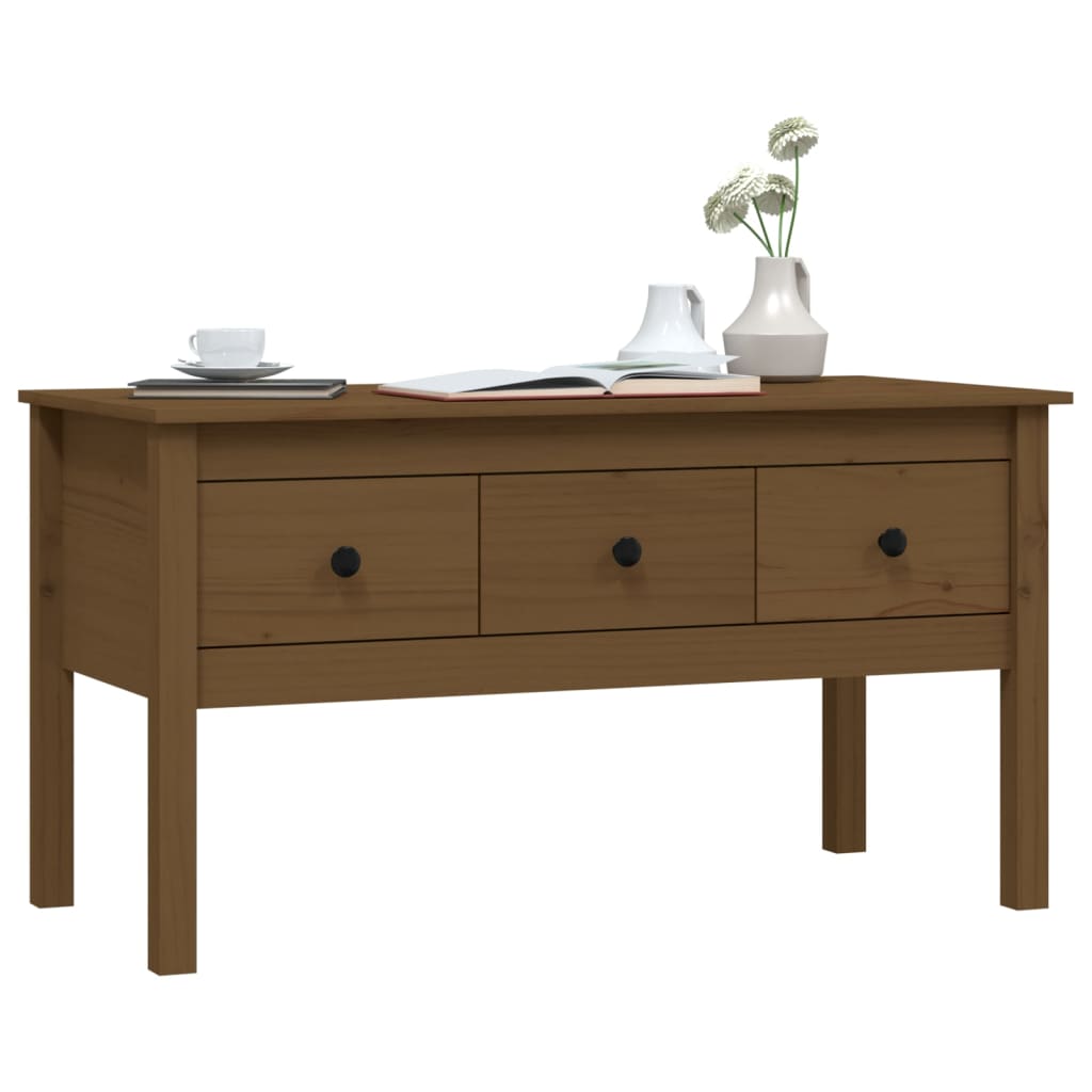 Coffee table, honey brown, 102x49x55 cm, solid pine wood